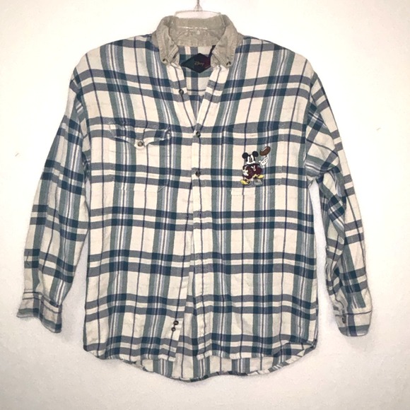 Vintage Disney Inc Mickey Mouse Long Sleeve Flannel Size Large - Picture 1 of 7